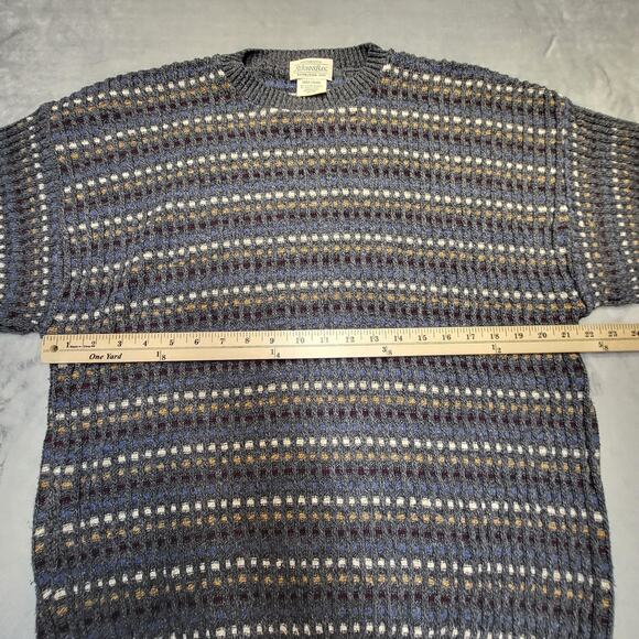 Vintage St. John's Bay Sweater Mens Large Gray Textured Stripe Knit Made USA 90s - Picture 5 of 7
